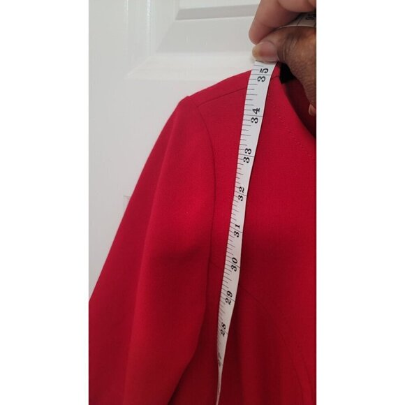 TAHARI/ARTHUR S. LEVINE WOMEN'S RED COCKTAIL STRETCH BOAT NECK DRESS ZIPPER BACK - Picture 10 of 11